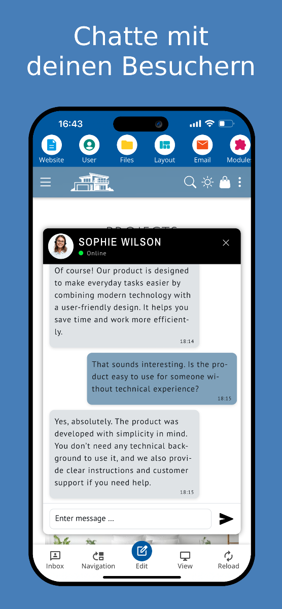 Live-Chat mit Website-Besuchern – mobile Ansicht
