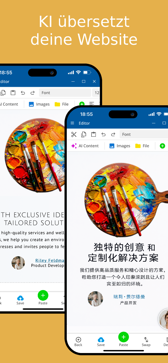KI übersetzt deine Website automatisch – mobile Ansicht